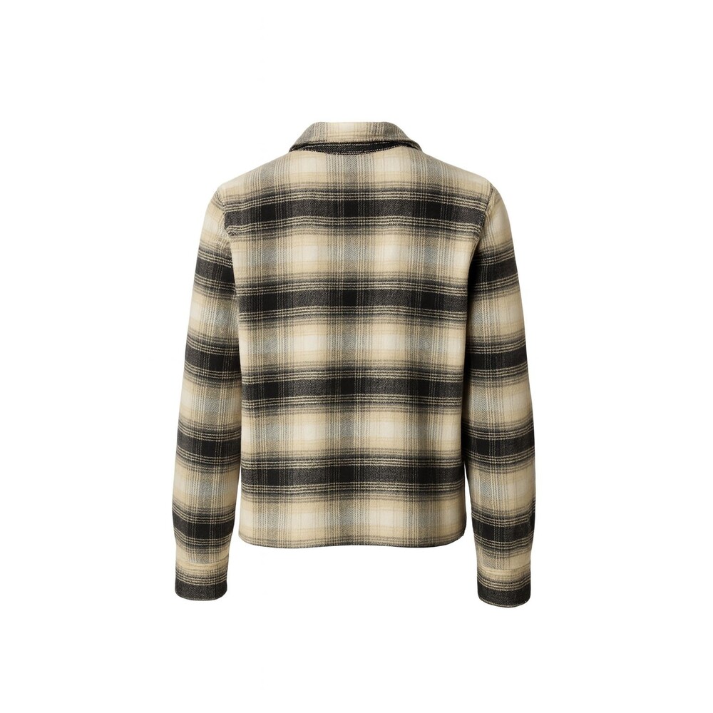 Plaid Flannel Shacket Beige Black BB Dakota Cozy S - Picture 4 of 9